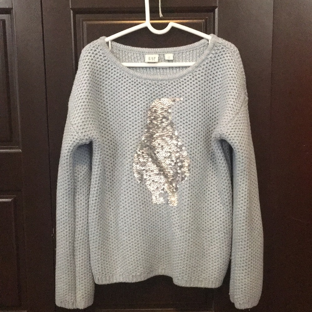 Blue Gap kids penguin sequined sweater